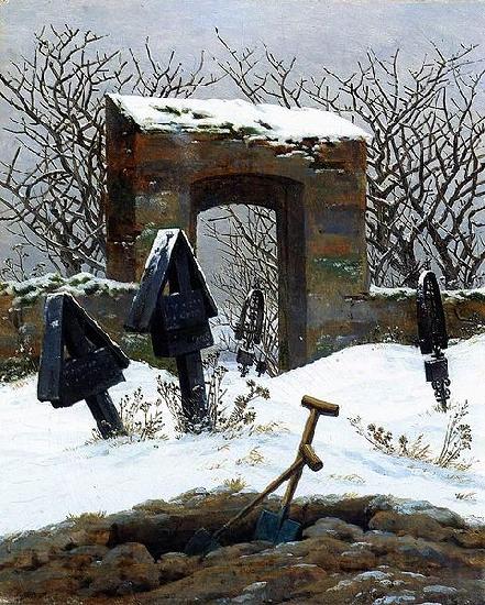 Caspar David Friedrich Friedhof im Schnee Norge oil painting art